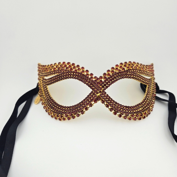 Dark Red Rhinestone Masquerade Mask High Quality - Picture 1 of 8